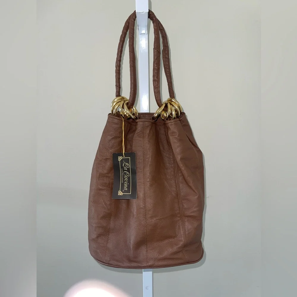 La Covina Vintage Elegant Brown Leather Shoulder Bag